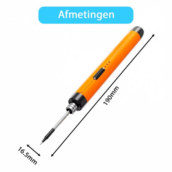 Tech Essentials Fer à souder sans fil - 8W - USB-C - avec étain - kit - soudure fine - stylo - batterie - set de soudure - souder - outil électrique - orange