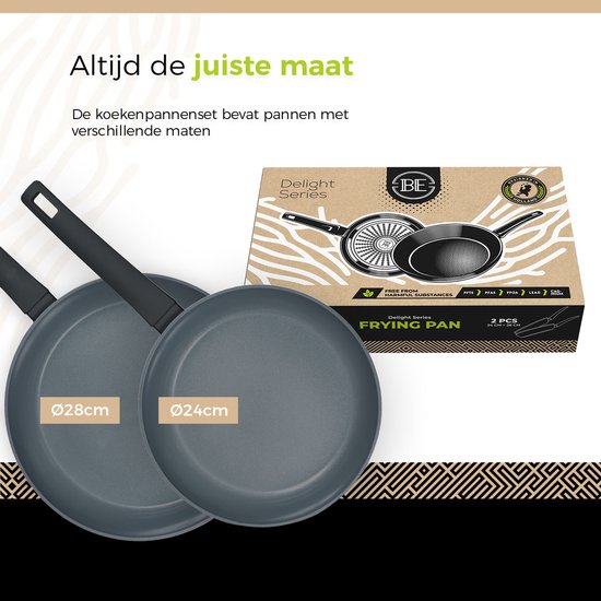 BE Living Set de poêles 2 pièces - Ø 24 & 28 cm Poêles à frire - Céramique - Poêles à induction - Antiadhésif sans PFAS - Poêles à frire - Set de poêles à frire - Série Delight