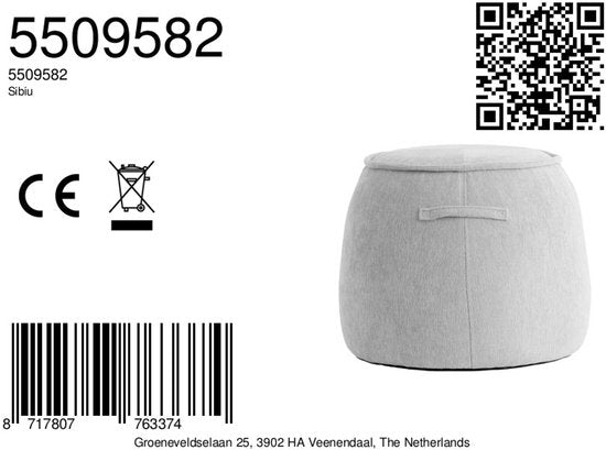 Light & Living Tabouret Sibiu - Marron - Ø50x40cm -.