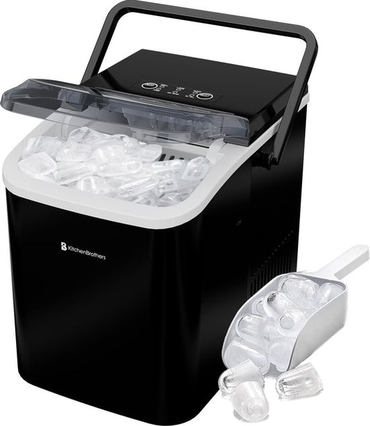Machine à glaçons 1.5L KitchenBrothers 12kg/24h - Portable - Fonction auto-nettoyante - Noir