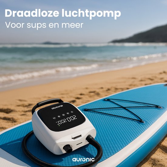 Pompe à air électrique 2-en-1 Auronic - Batterie 4000 mAh - 12-17V - 20 PSI - a.o. SUP Board, Airbed, Kayak, Kite & Tent - Gonfler/Dégonfler