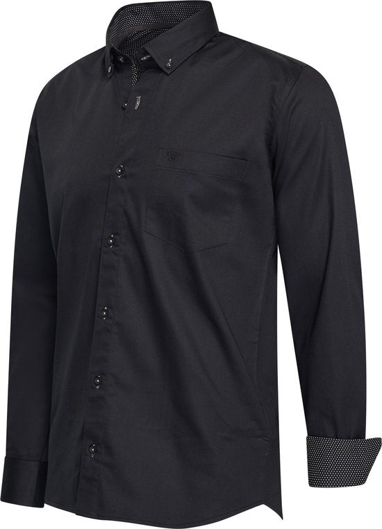 Cappuccino Italia - Chemise stretch homme Ancona - Noir - Taille XXL