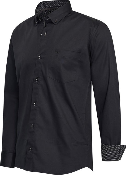 Cappuccino Italia - Chemise stretch homme Ancona - Noir - Taille XXL