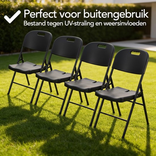 Chaises pliantes Brixy - Lot de 4 - Chaises pliantes - Robustes - Résistantes aux intempéries - Chaises pliantes - 47 x 54 x 87 CM - Noir