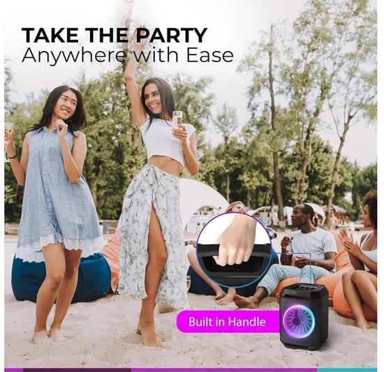 Philips Bluetooth Party Speaker TAX2208 - Karaoké - Lumières de fête - DBB Bass Boost - Jusqu'à 7 heures d'autonomie - Noir