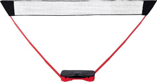Donnay Set de Badminton - 2 personnes - Raquettes de badminton - Volants - Filet de badminton - Mallette de transport incluse - Noir/Rouge