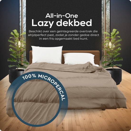 Sleeptime 2 in 1 Duvet - Couette sans housse avec taies d'oreiller - 200x200 - Taupe