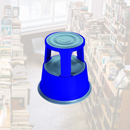 BRASQ Tabouret de marche Premium Bleu - Capacité 150 kg - Tabouret de marche - Pied d'éléphant - Tabouret de bureau - Escalier mécanique - Tabouret - Métal