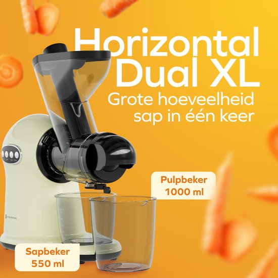 KitchenBrothers Slowjuicer XL - Presse-agrumes - Presse-légumes et fruits - alimentation 43 mm et 70 mm - 500 ml - Champagne