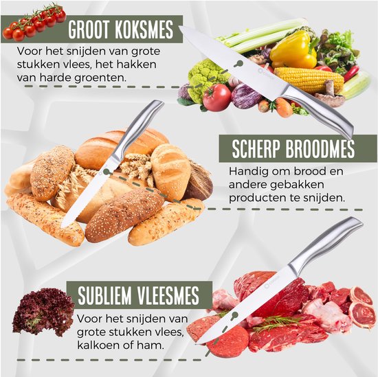 COOCK - Set de couteaux avec bloc et planche à découper pliante - Couteaux de cuisine avec ciseaux et acier d'affûtage (aiguiseur de couteaux) - Set d'ustensiles de cuisine 17 pièces dans un bloc à couteaux - Avec revêtement résistant aux rayures - Entièr