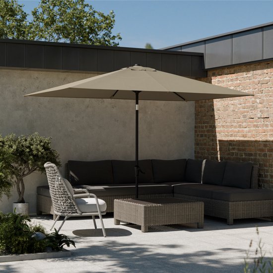 LifeGoods Parasol - Jardin - 210x140cm - 30° inclinable - Imperméable - UPF50+ - Taupe