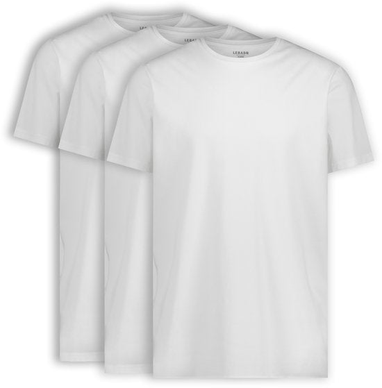 LEBASQ - T-shirt Miles' pour hommes - 3 packs - avec col ras du cou - Extra long - Convient comme sous-maillot - Blanc - XL - Coton
