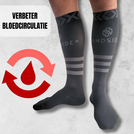 Sandside Support Socks Compression Socks 2 Pairs - Compression Socks - Running Socks - Sport Athletic - Black - Size 36-40 S/M