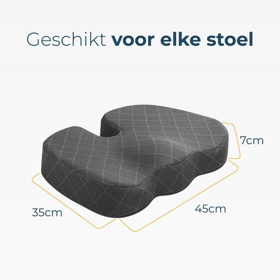 Coussin de siège orthopédique - Soulage le bas du dos, le coccyx et les hanches - Coussin ergonomique rebondissant - Coussin coussin en mousse à mémoire de forme - Pour chaise et chaise de bureau - Alyze