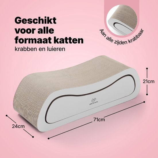 Jake and Jacky Scratching Cardboard for Cats 2 in 1 model - Scratching Post Cardboard - Scratching Board - Scratching Basket - Scratching Furniture - Cardboard Scratching Mat - Cat Basket - Cat Bed - 71x24x21cm