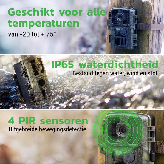 EarthVision Wildlife Camera Falcon - Vision nocturne - Caméra professionnelle 4K pour animaux sauvages - Caméra infrarouge - Caméra d'extérieur - Carte SD 32gb incluse - Étanche