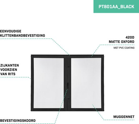 VONROC Parois latérales avec moustiquaire - Pour tente de réception PT501XX - Protection UV 50+ - Noir