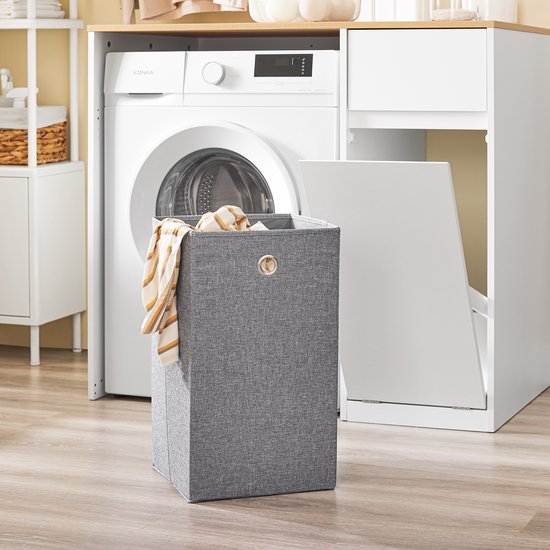 SoBuy Armoire pour lave-linge - armoire de salle de bain avec panier à linge et tiroir, pour lave-linge et sèche-linge, armoire pour lave-linge en bois, blanc, 100 x 60 x 90 cm, BZR217-WN
