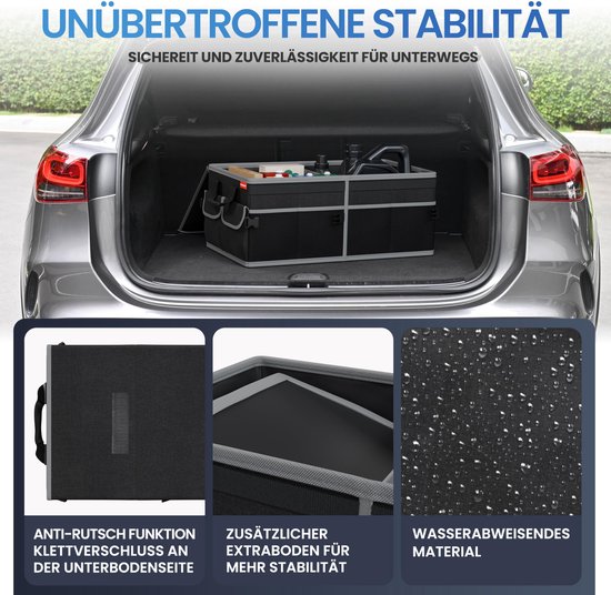 HELDENWERK Organisateur de bottes premium avec couvercle, robuste et antidérapant - Sac à bottes pliable, grand avec double fond - Boîte de coffre, boîte d'organisation de bottes