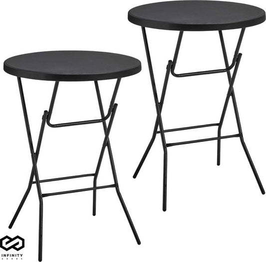 Infinity Goods 2x Sturdy Black Bartables - Table de fête - robuste et résistante aux intempéries - pliable - 80cm x 110cm - Party