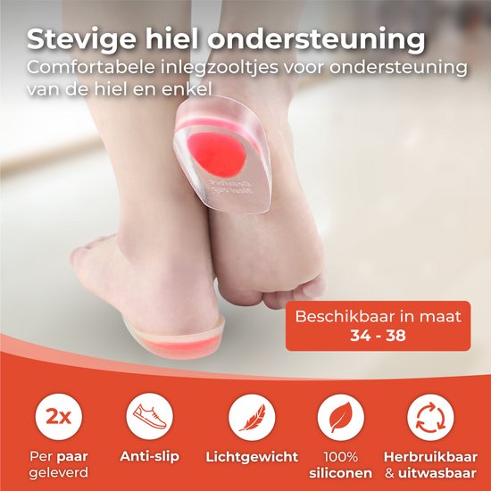 Nuvance - Heel Spur Orthotics - Heel Protectors - Insoles - Heel Spur - 2 Pieces for Size 34-38 - Red