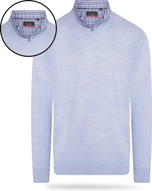 Pierre Cardin - Chandails pour hommes Pullover à la moque - Bleu - Taille M