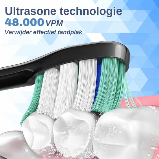 Brosse à dents électrique Vaive Sonic Wave Precision X8900 - 48000 VPM - 5 modes, 3 niveaux - 4 têtes de brossage et étui de voyage