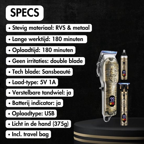 Tondeuse à cheveux professionnelle sans fil 4 en 1 - Tondeuse à cheveux pour hommes - Cheveux - Tondeuse à cheveux - Machine à cheveux pour coiffeurs - Tondeuse à cheveux - Tondeuse à barbe - Barber Hair Clipper - Hairdresser Buddha Trimmer - Barber Set