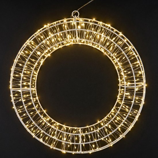 Arti Casa LED Couronne de Noël 38cm - Décoration de Noël pour l'intérieur et l'extérieur - Avec 480 LED et minuterie - Décoration de Noël pour porte ou mur - Couronne de Noël avec lumières - 220-240V