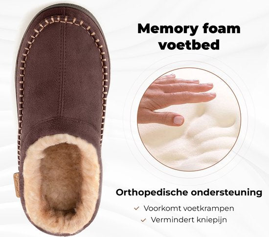 Chaussons Hommes - Chaussons - Mocassins - Tan - Antidérapant - Taille 44/45 - Comfeet