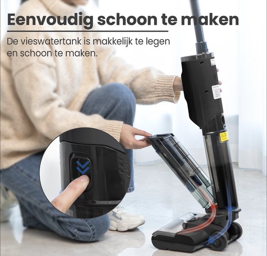 Nettoyeur de sols - 170W - Affichage, Station de nettoyage - Mop électrique - Gris - de Saaf