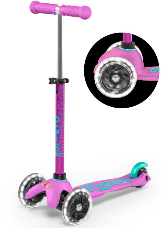 Trottinette pour enfants Mini Micro Deluxe LED lavande - guidon réglable.