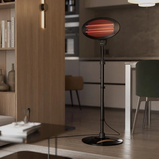 Chauffage de terrasse infrarouge - Juskys - sur pied - 3 niveaux de chaleur - 2000W - Protection IP34 - Pour balcon, jardin et jardin d'hiver - Noir