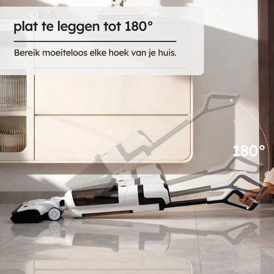 Saaf Floor Cleaner M200 - Batterie 45 min - Balai électrique - Balai à franges avec fonction balayage - Station d'affichage et de nettoyage - Stérilisation à l'eau - Blanc