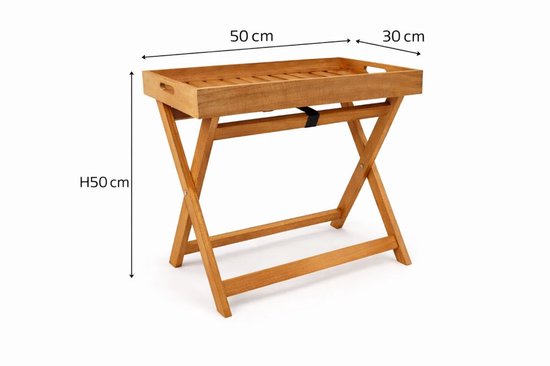Ceruzo Table d'appoint Malibu - Pliable - Plateau - 50 cm - Bois de paulownia