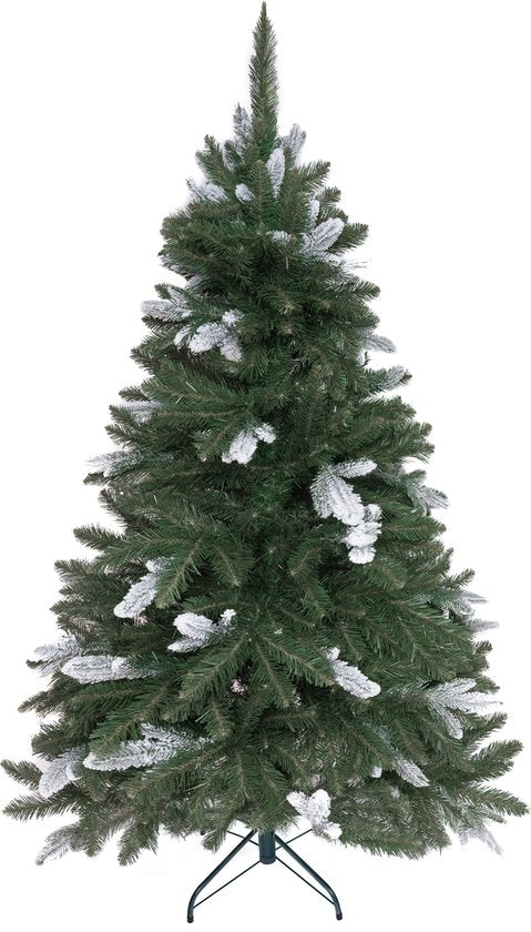 PristinePine Full Artificial Christmas tree with snow 180cm - Arbre de Noël robuste - Base en métal - Montage rapide