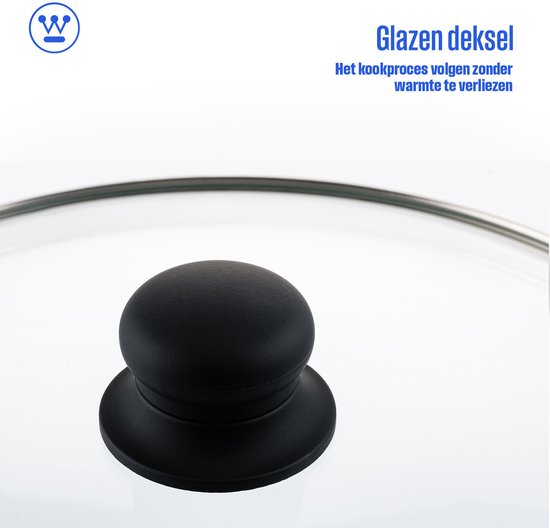 Casserole Westinghouse - Ø 28 cm - Induction - Sans PFOA - Couvercle inclus - Marbre noir