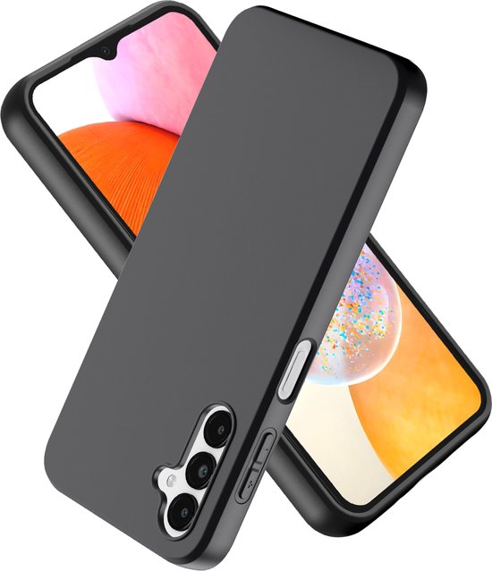 Podec Case Suitable for Samsung Galaxy A14 Black Phone Case - Anti-Shock Case Cover with 1x Screen Protector