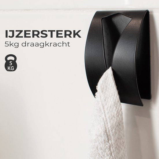 Porte-serviettes - 2 pièces - Porte-serviettes auto-adhésif - Porte-serviettes salle de bain/cuisine - acier inoxydable - Noir