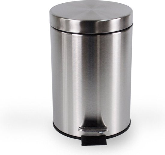 BRASQ Poubelle à pédale 12 litres - acier inoxydable - PB112 - Poubelle à pédale amovible - Poubelle - Corbeille à papier - Poubelle - Salle de bains ou toilettes
