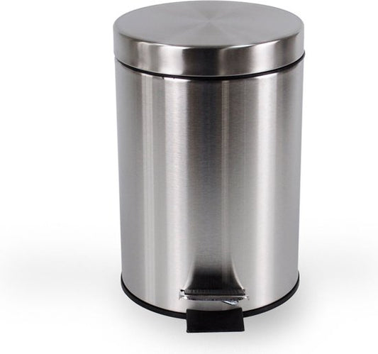 BRASQ Poubelle à pédale 12 litres - acier inoxydable - PB112 - Poubelle à pédale amovible - Poubelle - Corbeille à papier - Poubelle - Salle de bains ou toilettes