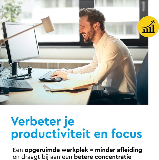 BRASQ Chemin de câbles universel Noir pour dessous de bureau - Comprend des rangements de câbles - Gestion des câbles