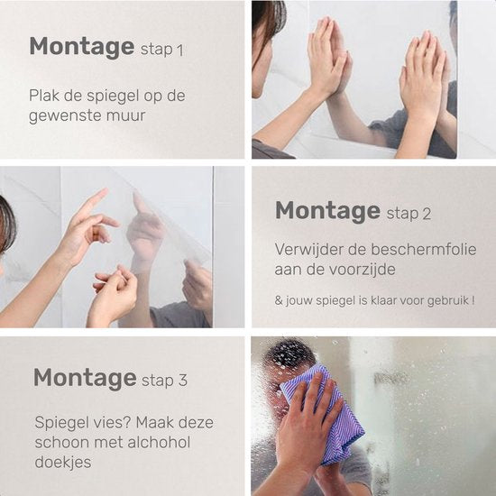 Miroir adhésif XL - Luft - 40x40 - 4 pièces - Décoration murale