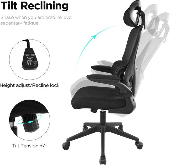 VVD - chaise de bureau - chaise de bureau - réglable en hauteur - ergonomique - noir