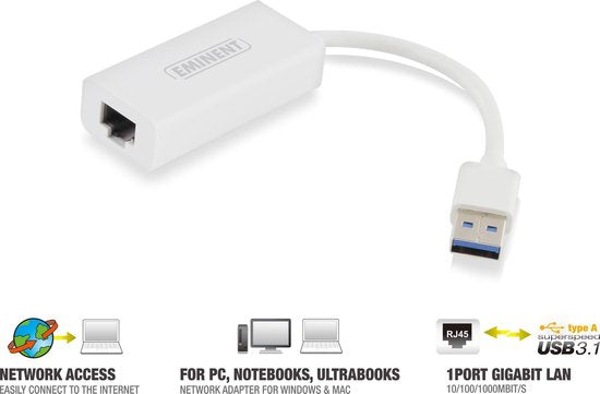 Adaptateur réseau Gigabit USB 3.0 d'Eminent