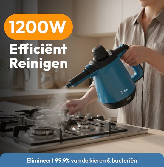 BOLLIT 1200W Steam Cleaner - Handheld Steam Cleaner - 3.5 Bar - Handheld Steamer - Stain Cleaner - Steam Cleaner - Carpet Cleaner - Extra Power Steam Cleaner : Floor, Sofa, Kitchen Bathroom & Carpet Cleaning - Incl. Storage Bag