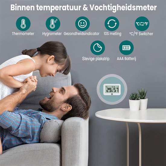 Ease Electronicz Hygromètre & Thermomètre - Station météo - Humidimètre - Thermomètre d'intérieur - Pile et bande adhésive incluses
