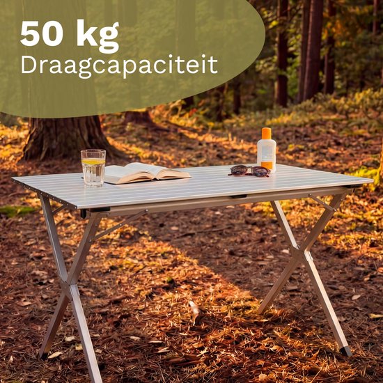 TRVLMORE Table de camping - 120x70x70cm - Légère avec structure en aluminium - Table pliante ajustable - Table de camping - Table pliante - Noir