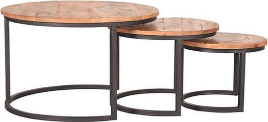 Set Triplet Table basse LABEL51- Naturel - 60 cm - Rond - Bois