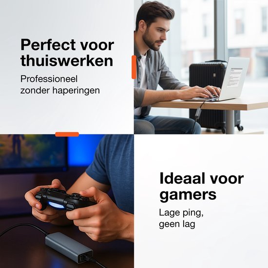 Skoov Ethernet Adapter USB C cable - USB C to Ethernet - Internet - Adaptateur réseau - 1000 Mbps - Gigabit